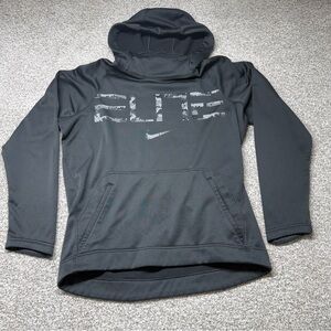 Men’s Nike Elite Dri-Fit Medium M Solid Black Thermal Center Swoosh Hoodie‎